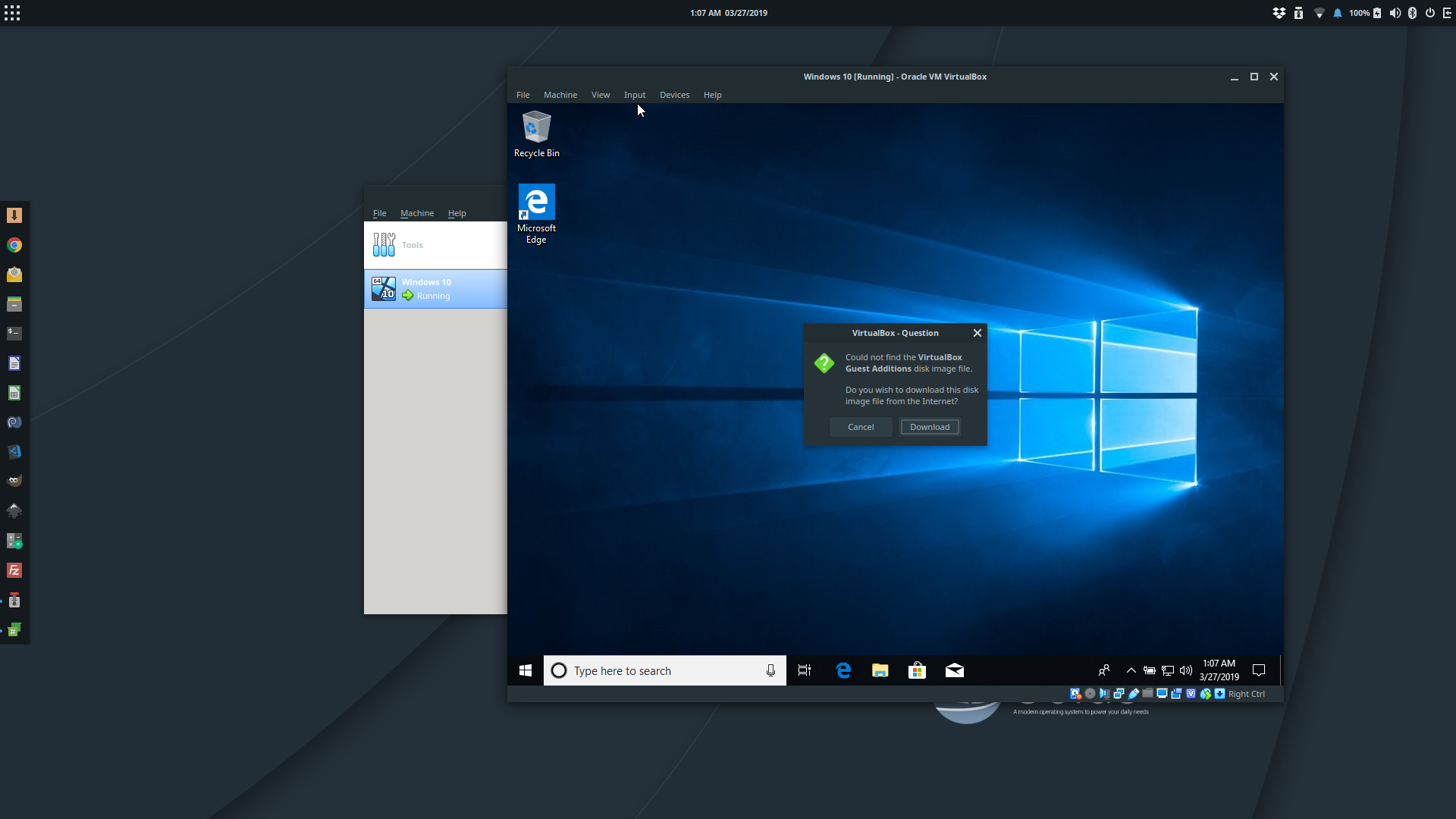 how to setup virtualbox windows 10